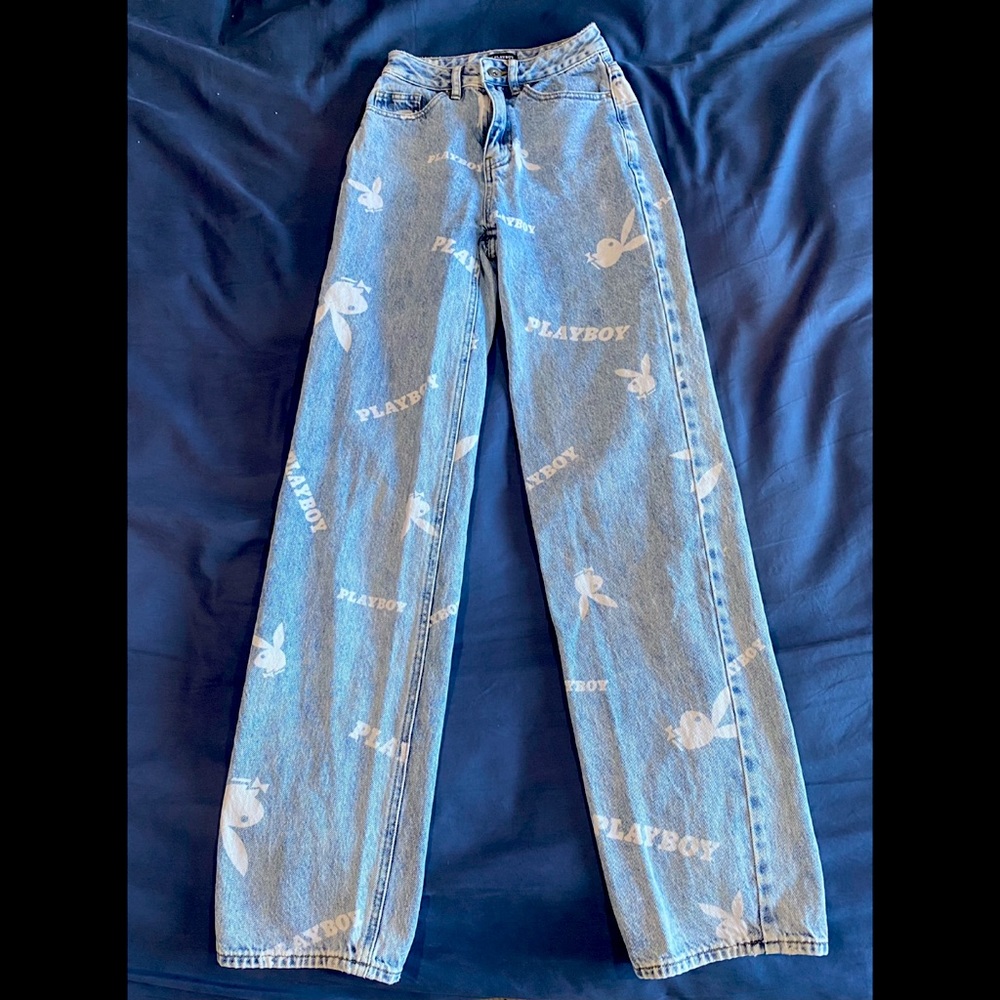 Pacsun x Playboy light blue play boy bunny jeans, size 22.